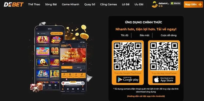 Hướng dẫn tải ứng dụng Debet cho hệ điều hành IOS và Android