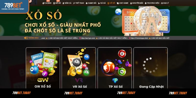 Các sảnh cược Xổ số tại 789BET