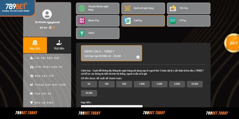 Nạp tiền qua Zalo Pay